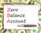 ZBA zero balance account symbol. Concept words ZBA zero balance account on beautiful white note. Dollar bills. Beautiful dollar