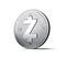 Zcash cryptocurrency physical concept coin isolated on white background