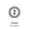 zcash icon vector from cryptocurrency collection. Thin line zcash outline icon vector illustration