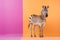 Zebra against orange background, with copy space. Stand out, paint some color. Ai generative