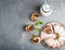 Zebra bundt cake cut into pieces and mint leaves