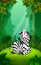 Zebra in the clear and green forest