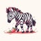 zebra eat strawberry chibi cartoon style isolated plain background by AI generated