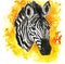 Zebra element. A Zebra head. Bright yellow orange Zebra head element. Graphic animal print for home decoration or t-shirt.