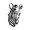 Zebra face black brushstroke, African animals, vector Zebra head,