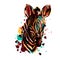 Zebra face color brushstroke, African animals pop art, vector , Zebra head