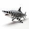 Zebra Shark Toy Figurine: Black And White 3d Art With Strong Facial Expression