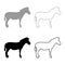 Zebra stand Animal standing silhouette grey black color vector illustration solid outline style image