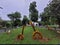 Zebra Statue In Garden grass field