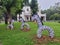 Zebra Statue In Garden grass field