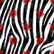 Zebra Stripes with red rose Flowers Seamless Pattern. Zebra print, animal skin, tiger stripes, abstract pattern, line background,