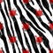 Zebra Stripes with red rose Flowers Seamless Pattern. Zebra print, animal skin, tiger stripes, abstract pattern, line background,