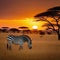 Zebra at sunset in the Serengeti National