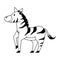Zebra wildlife cute animal cartoon in black and white