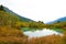 Zelenci nature reserve in autumn in Triglav national park. Kranjska Gora, Slovenia