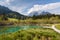 Zelenci springs, Martuljek Mountains in the background