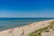 Zelenogradsk-Russia-June 27, 2020: Beach on the EFA dune on the Curonian spit