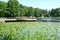 ZELENOGRADSK, RUSSIA. Round observation deck on Tortilin Pond in a city park on a summer afternoon. Kaliningrad region