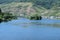 Zell an der Mosel, Germany - 07 19 2022: Mosel near Merl with an island