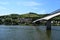 Zell an der Mosel, Germany - 07 19 2022: thin bridge across the Mosel