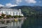 ZELL AM SEE , AUSTRIA 21 September , 2020  Beautiful, elegant `Grand Hotel` right on the lake in fine weather