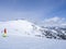 Zell Am See, AUSTRIA, March 14, 2019: Skier on the top of Smittenhohe mountain at Kaprun ski area preparing to go down