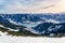 Zell am See at Zeller lake in winter. View from the Mountain Schmittenhohe, snowy slope of ski resort in the Alps