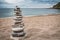 Zen balanced stack of stones on beach