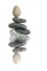 Zen balancing pebbles with reflection on white background