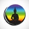 Zen colorful circle with meditation buddha silhouette