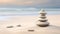 Zen concept, meditative elements - arranged stones, sand patterns, balance and harmony,