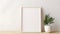 Zen Design Picture Frame Mock Up With Neutral Coloured Wall And Plants