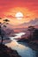 Zen Garden Melodies: A Serene Sunset Journey Through River Mount