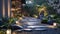 Zen Garden Pathway with Soft Lighting