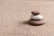 Zen garden sand waves and rock sculptures