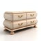 Zen-inspired Chest Of Drawers With Beige Ottoman - 3d Render