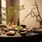 Zen-inspired dining setup in a serene minimalist setting