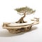 Zen-Inspired Tree Bench on White Background