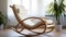 Zen-inspired Wooden Rocking Chair With Fluid Lines And Curves