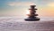 Zen-like balanced stones in stack. Harmony and meditation concept. 3D rendered illustration.