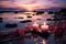 Zen like scene candles glow, stones, lavender, fostering a serene meditation space