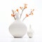 Zen-like Tranquility: White Vases With Cherry Blossom Designs