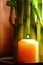 Zen Meditation Candle Burning with Bamboo Stems