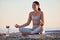 zen meditation, woman and relax outdoor for healthcare wellness, mindfulness or chakra energy health. Reiki, yoga