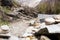 Zen rock arrangement that mimic the Stupa along hiking trail to the mountains of Annapurna, Nepal