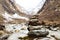 Zen rock arrangement that mimic the Stupa along hiking trail to the mountains of Annapurna, Nepal
