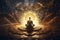 zen silhouette energy chakra meditation spiritual pose aura yoga peace. Generative AI.
