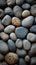 Zen simplicity rounded grey river rocks close up with natural balance