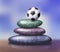 Zen Spa stones stack illustration with soccer ball