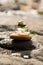 Zen stack of sea glass on a pacific beach